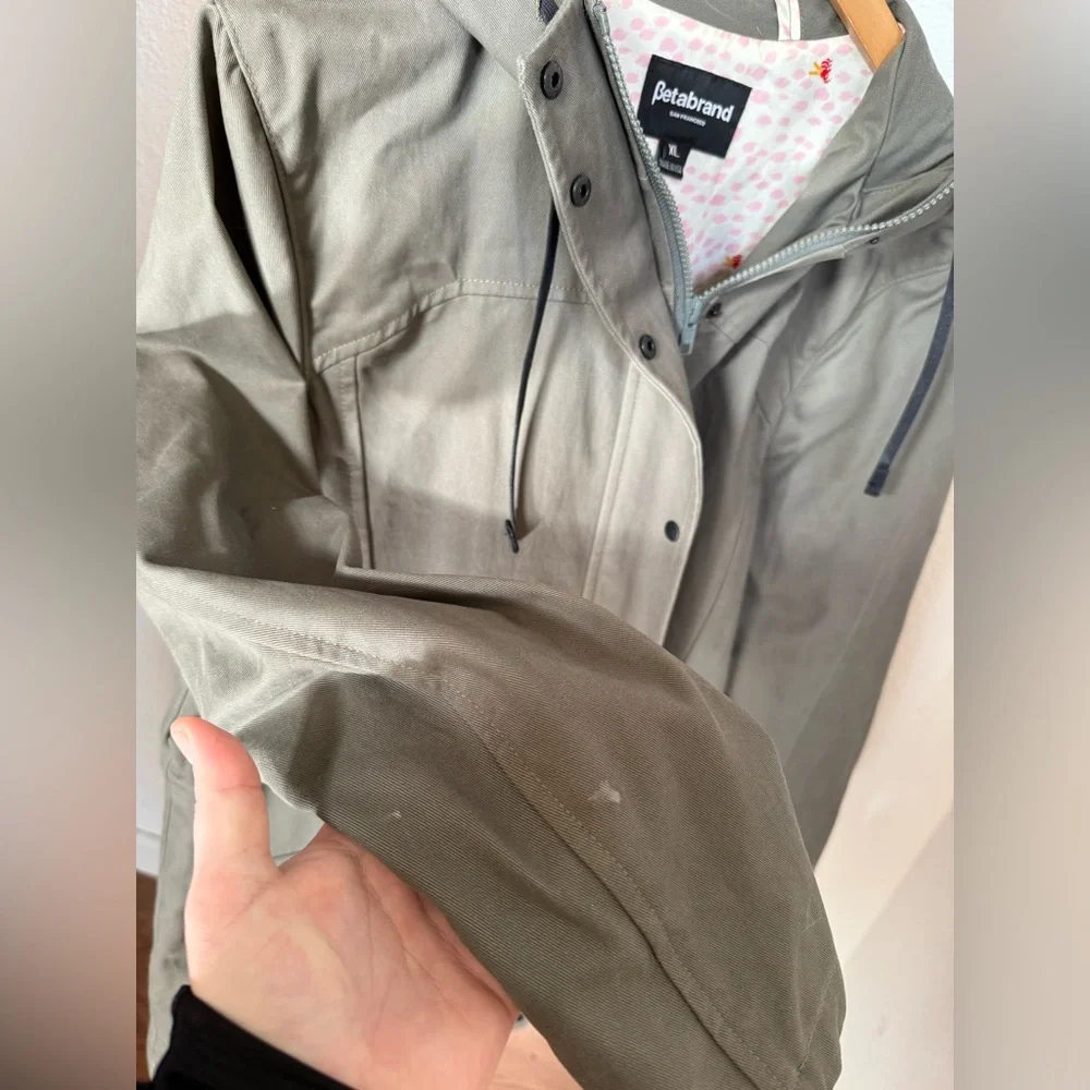 BETABRAND Women’s Morning Mess Chino Twill Green Utility Jacket Hooded - Size XL - Picture 7 of 15